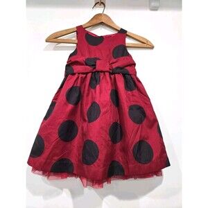 VTG 2000 Baby Gap Dress 2T‎ 30-33 LBS Red Black Ladybug Polka Dot Holiday Formal
